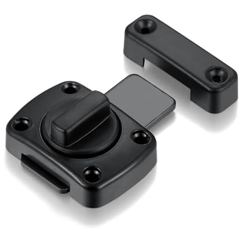 Wocoe 4 Packs Black Rotating Bolt Latch: Secure Door Locks for Home Safety, Multipurpose Use for Pet Access, Furniture, Windows, Bathrooms, and Storage Solutions Cover