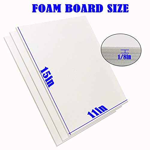 24Pack Foam Boards,11”x15” Foam Core Backing Boards Poster Board, 1/8” Thickness Mat Board Polystyrene Foam Sheet, White Foam Centered Signboard for Presentations, School, Office & Art Projects