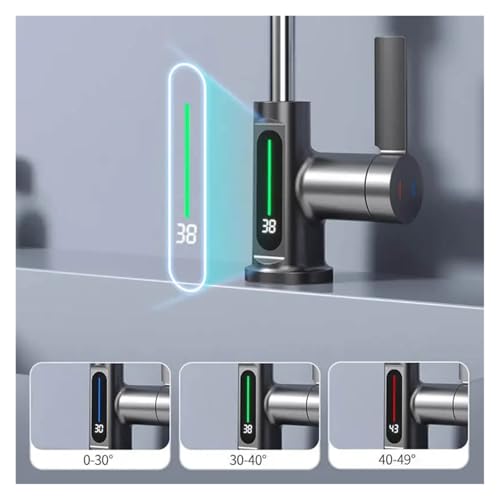 Mitigeur de lavabo blanc haut de gamme avec écran numérique et jet cascade - 8