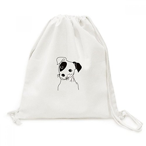 Sac de shopping chien noir en toile résistante avec cordon de serrage