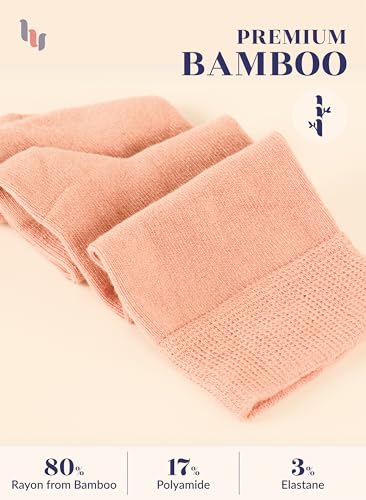 Image of Hugh Ugoli Women's Rayon Derived from Bamboo Knee High Socks Comfort Seam Long Dress Socks, Shoe Size 5-8 /8-11, 4 Pairs