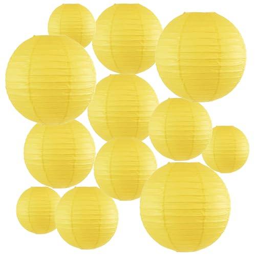 Peywot 12Pcs Round Paper Lanterns Assorted Sizes (6