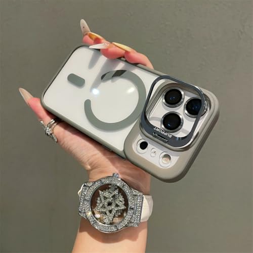 Étui magnétique iPhone 15 Pro Max transparent gris pour le bureau