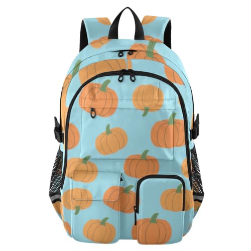 Mochila de viaje grande de calabaza azul de 17.5 pulgadas para adolescentes y trabajo de adultos