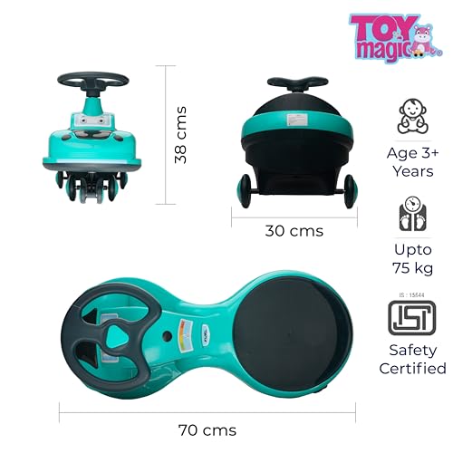 Image of ToyMagic Rideon Swing Car - Non Electric|Safe, Sturdy & Fun Ride-on Toy for Kids| Perfect for Indoor & Outdoor Adventures | Promotes Active Play|Weight Capacity Upto 75kg,Multicolor