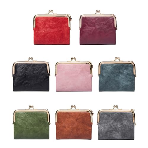 Small Wallet for Women PU Leather Card Holder Bifold Compact Purse with Zipper Coin Pocket & Kiss Lock (Blue)2