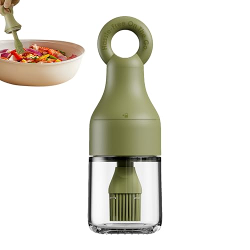 Mbiyhgta Dispensador de aceite con pincel, recipiente de almacenamiento para aceitunas con cepillo de silicona, dispensador de aceite a prueba de fugas y resistente al calor, para camping, barbacoa