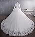 Winaiwi High Neck Lace Wedding Dresses Long Sleeve Ball Gown A Line Bridal Gowns for Women with Train White Size 16