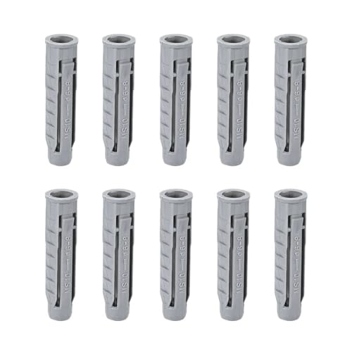 AthuaH concrete tube, 24pcs 10mm x 50mm Plastic Expansion Pipe Column Concrete Anchor Wall Plug Gray for Home Garden DIY Application