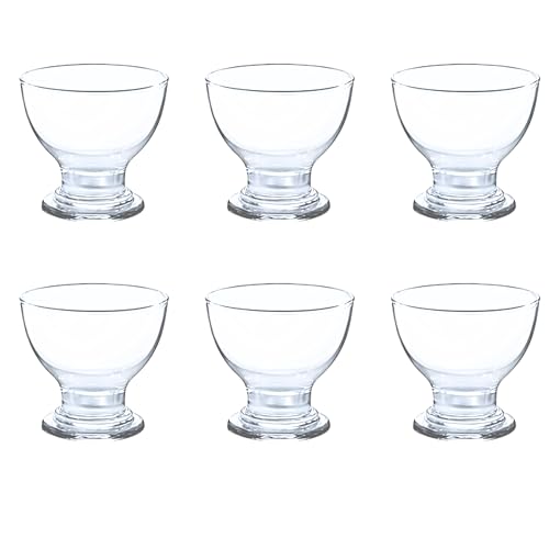 Reldor Sundae Glasses Set of 6 – Sundae & Ice Cream Dessert Cups, Prawn Cocktail Glasses, Trifle Bowls - Ideal for Fruit Salads, Pudding Dishes – Footed Glass Dishes