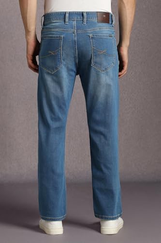 Image of Louis Philippe Men's Regular Fit Stretch Fabric for Comfort Premium Wash Aesthetic Authentic Twill and Durable Jeans