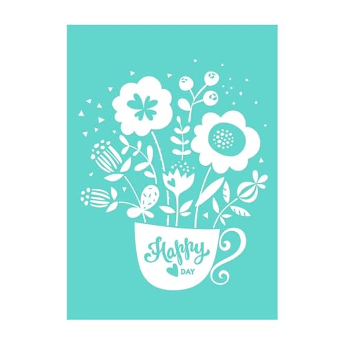 MANGOUSONG Screen Printing Kit,12.5x17.7cm Flower Pot Silk Screen Stencils Reusable Silkscreen Print Kit for Printing Handbag Decoration Template ?Seal Tool