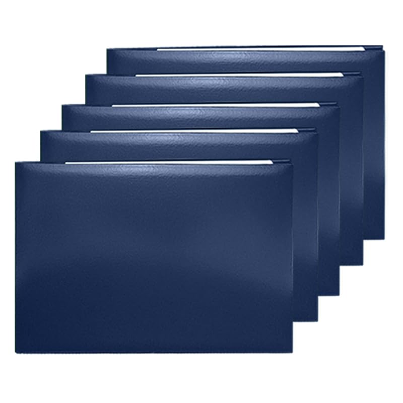 Herrenbek Diploma Cover 8.5”x11” Graduation Certificate Holder Document Holder Smooth Leatherette,Navy Blue-5pack