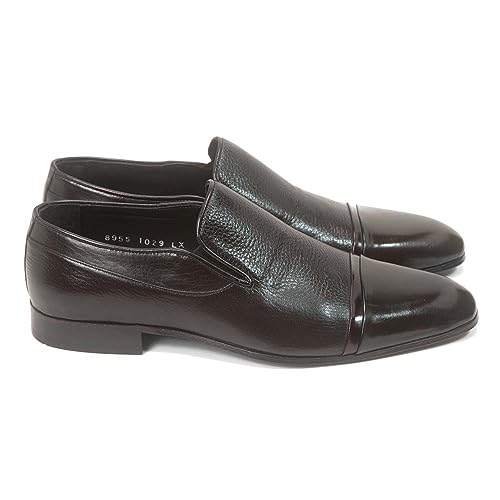 Golden Pass Men s Brown Leather Slip-On Loafers Formal Dress Shoes with Cap Toe, Double Gore Comfort Fit, Handcrafted Italian Style, Genuine Leather Sole (10)