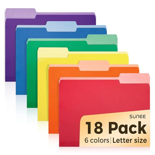 SUNEE File Folders, 18 Pack Manilla Folders 8.5 x 11,
