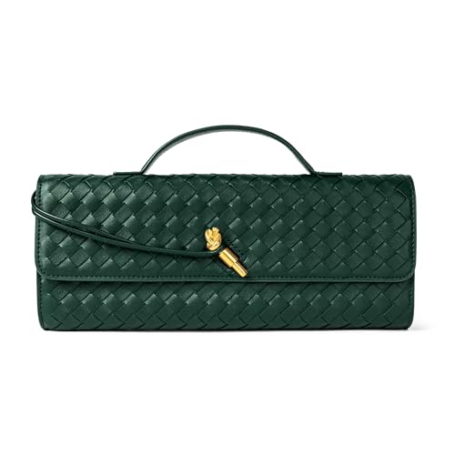 Image of Joryin Woven Purse for Women Evening Clutch Woven Leather Handbags Crossbody Bag Purse Formal Evening Bag, Vegan Leather