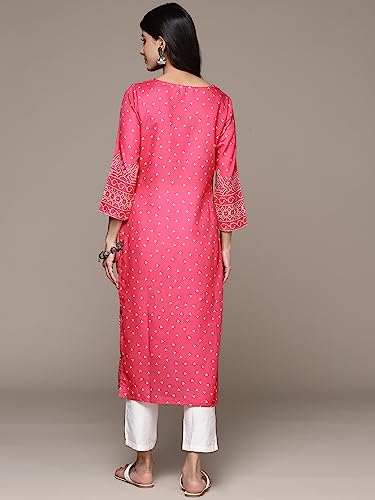 Image of ishin Women's Silk Ethnic Motifs Black Straight Kurta