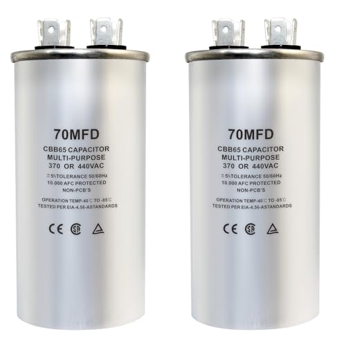 Condensateur CBB65 450VAC 70uf pour démarrage de climatisation et ventilateur - Lot de 2