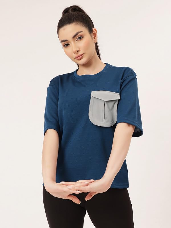 Image of Clovia Women's Comfort-Fit Active T-Shirt - Moisture-Wicking & Stretchable for Workouts