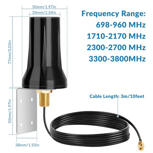 Nelawya 5G 4G LTE Antenne Outdoor 5 dBi 698-3800MHz Long Range Omnidirektionale Antenne mit SMA/TS9 Stecker für 5G 4G MiFi Mobile Hotpots Router Cellular Trail Camera