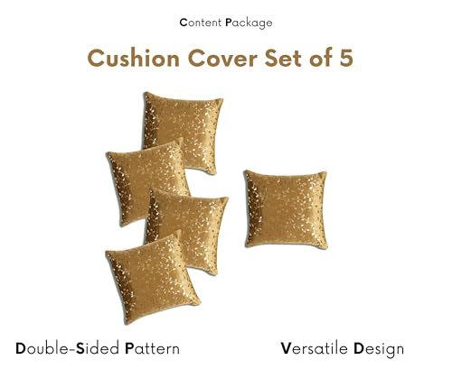 Image of RD TREND Premium Velvet Cushion Covers Set of 5 | Soft Decorative Throw Pillow Covers for Sofa, Bed & Living Room | Cushion Cover 16 inch x 16 inch (40x40 cm) Golden Brown