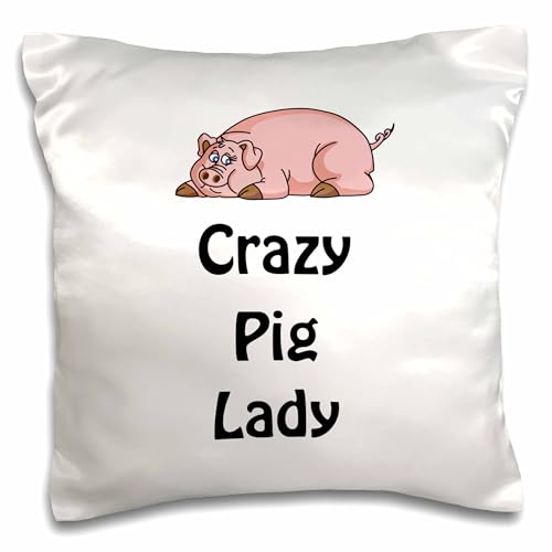 3dRose Crazy Pig Lady 16x16 inch Pillow Case
