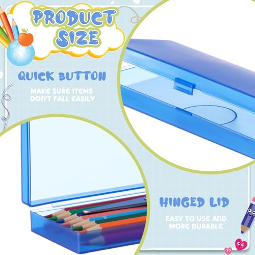 Image of Fainne 24 Pcs Plastic Pencil Case Bulk Pencil Boxes Plastic Stationery Case Frosted Pen Box Pen Holder with Hinged Lid Snap Closure for Office(Single Layer,Assorted Colors,7.09 x 2.36 x 0.98 Inch)