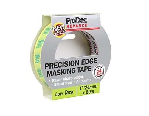 ProDec Advance 24mm (1 inch) x 50m Low Tack Precision Edge Multi Surface Painters Masking Tape for Razor Sharp Lines with No Paint Bleed For Indoor Painting and Decorating Compatible with All Paints