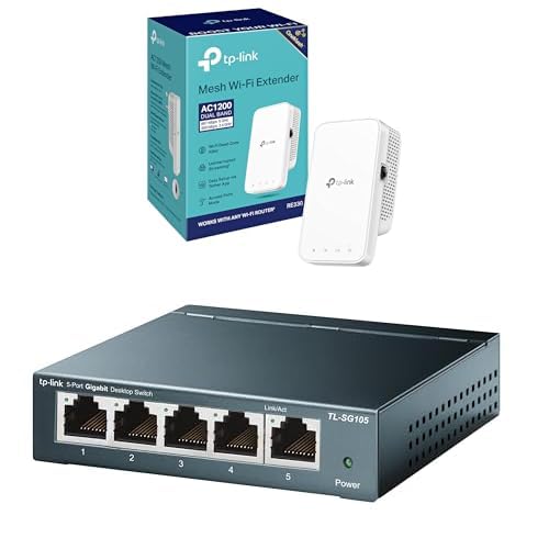 TP-Link Bundle of TP-Link RE330 AC1200Mbps WiFi Extender Booster+ TL-SG105 5-Port Gigabit Ethernet Splitter Switch