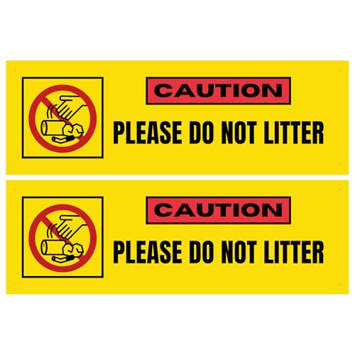 Image of Do Not Litter Sign Sticker (20.5 x 7 CM) - Peel & Stick with Corner Holes - Weather Resistant Notice Board for Home, Office, Shop, School - Pack of 2 (Do Not Litter, Small - 20.5 X 7 CM)