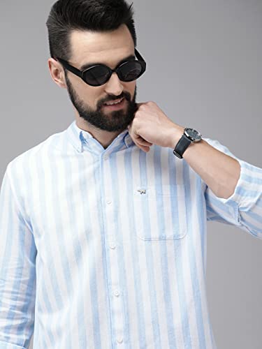 Image of THE BEAR HOUSE Men's Cotton Blue & White Slim Fit Checked Flannel Cotton Casual Shirt | 3XL |TBH-ZELIE-BL-3XL |