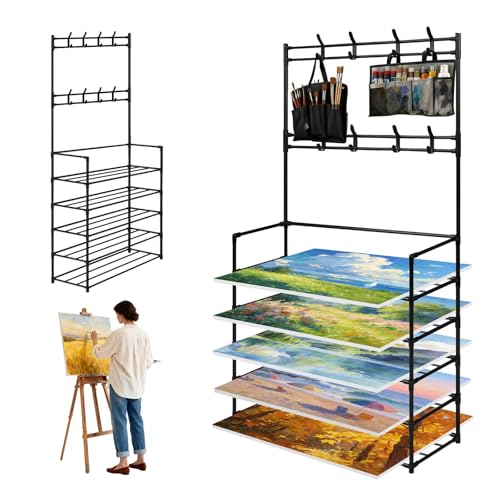 Large 5-Tier Art Drying Rack with Hooks