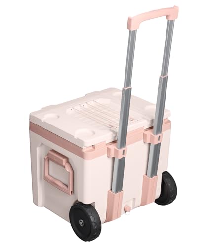 Image of Stanley Adventure Outdoor Cooler with Wheels 50 qt | Heavy Duty Outdoor Camping Cooler with Easy Carry Side Handles | BPA-Free | Rose Quartz