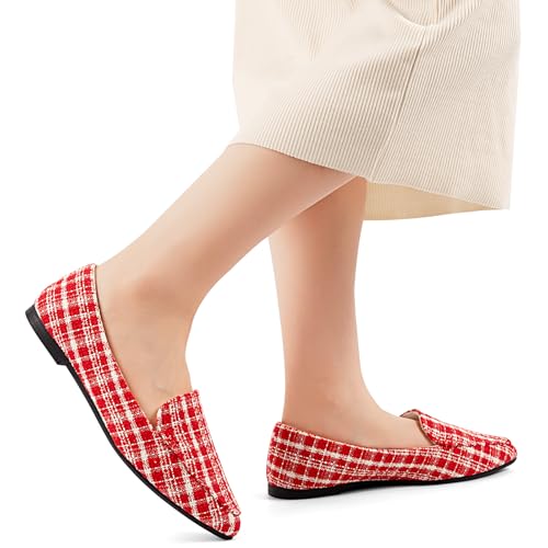 Image of MUSSHOE Pointed Toe Flats for Women, Comfortable Business Casual Work Shoes, Slip On Loafers with Arch Support, Office Walking Flats for All Day Standing