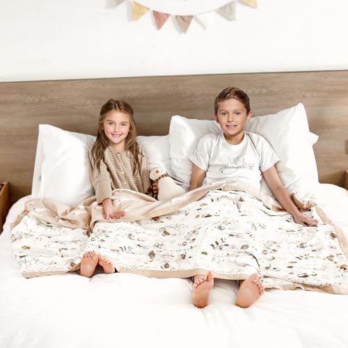 Image of GRSSDER Cotton Muslin Quilt Blanket - Silky Soft and Breathable Kids' Throw Blanket, Oversized Muslin Blankets for Newborns, Toddlers & Kids, 6 Layers Reversible Design for All Seasons, 55 inch x 69 inch