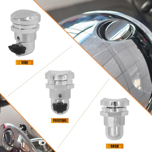 Image of Motorcycle Fuel Door Push Button Gas Oil Tank Cap Latch Kit Fit for Harley Electra Glide Road Glide Street Glide Tour Glide Tri Glide 1992-later (Chrome)
