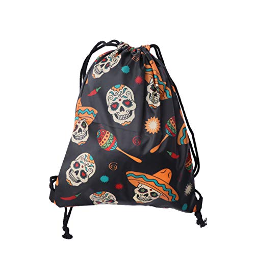 TENDYCOCO Mochila con cordón Tema de Halloween Patrón de Calavera Gimnasio Deportiva