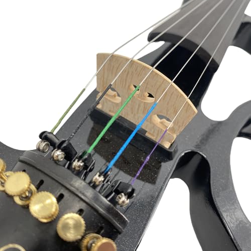 Image of Vetimobato Electric Violin 4 /4 Full Size Solid Wood Silent Violin Set for Adults Beginner Practice Electric Fiddle with Ebony Fittings Hard Case & Bow(5 String Black)