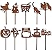 Gucass 10 Stück Halloween Gartendeko, Halloween Deko Halloweenstecker Rost Garten Stecker Metall mit Hexe, Kürbis, Katze, Rabe, Grabstein, Kreuz & Zombiehand für Outdoor, Rasen & Hof