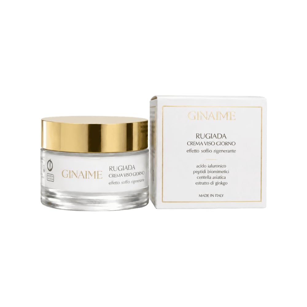 Rugiada Crema Viso Giorno, Crema Idratante con Acido Ialuronico e Peptidi Biomimetici, Effetto Lifting Rigenerante, Made in Italy, 50 ml