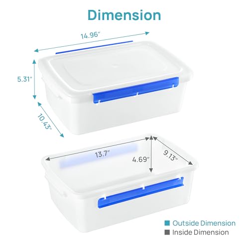 Vtopmart 2 Pack Pizza Dough Proofing Box, Pizza Dough Container with Snap-on Lids, BPA Free Food Storage Containers with Lids and Buckle-Up Latches, Bread Proofing Box Fits 4-6 Balls by Vtopmart - Image 2