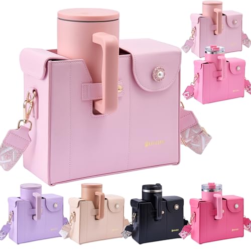 kitylemo water bottle Purse Cup Holder Bag Purse with Water Bottle Pocket Bag for Tumbler Portable Crossbody Cup Carrier