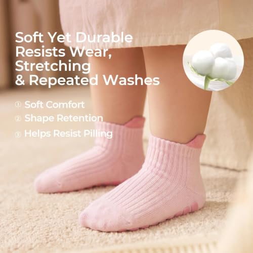 Image of Baby Non Slip Ankle Socks with Grippers (9 Pair) for 6 months-5 years Infant Toddler Boys Girls