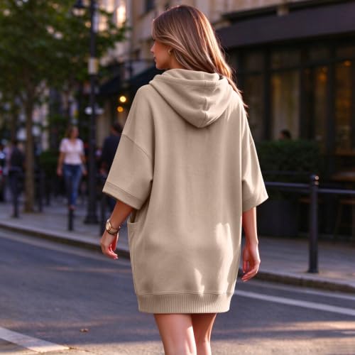 Hoodie Dress for Women 3/4 Sleeve Oversized Long Sweathsirts with Pockets - image 4