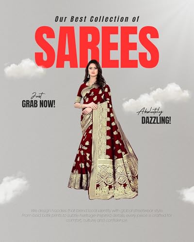 Image of Women's Kanjivaram Ptinted Soft Silk Banarasi Saree With Unstitched Matching Bloue Piece | Saree for Women