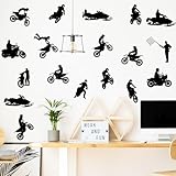 WOYINIS Removable Dirt Bike Wall Decal Motorcycle Motocross Wall Stickers Peel & Stick Sport Wall Decals for Boys Teens Bedroom Playroom Classroom Decor