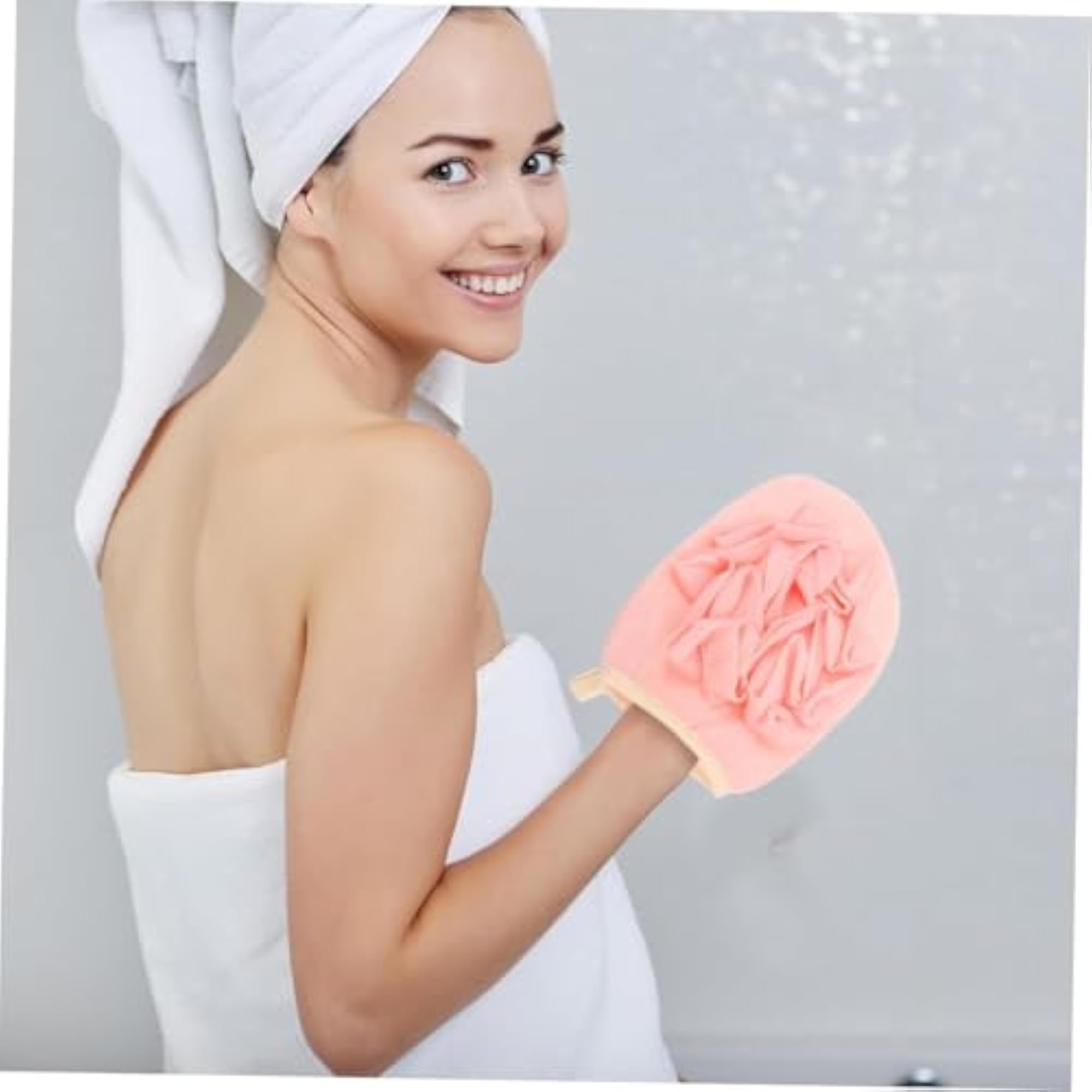 2-in-1 Exfoliating Bath Glove with Loofah Sponge