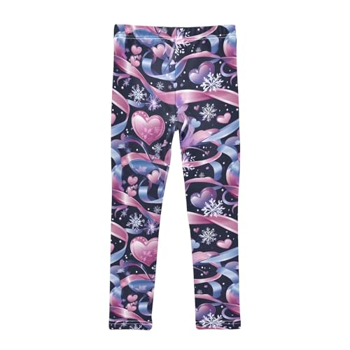 Ribbons Snowflakes Hearts Girls Leggings Athletic Pants Tights Stretch Bottom2