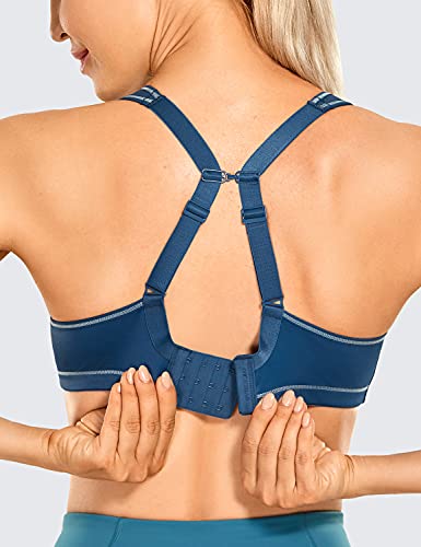 Image of SYROKAN High Impact Sports Bras for Women Support Underwire Cross Back Large Bust Cool Comfort Molded Cup Star Sapphire 32D