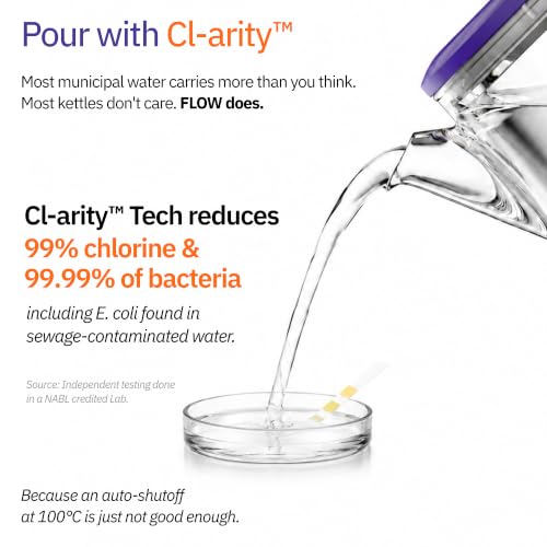 Image of EDT Flow Pureglass Electric Kettle 1 Litre with Precision Temperature Control ±1C and Multipurpose Hot Water Presets for Coffee, Tea, Boil, Warm Water | 700W | Rubik